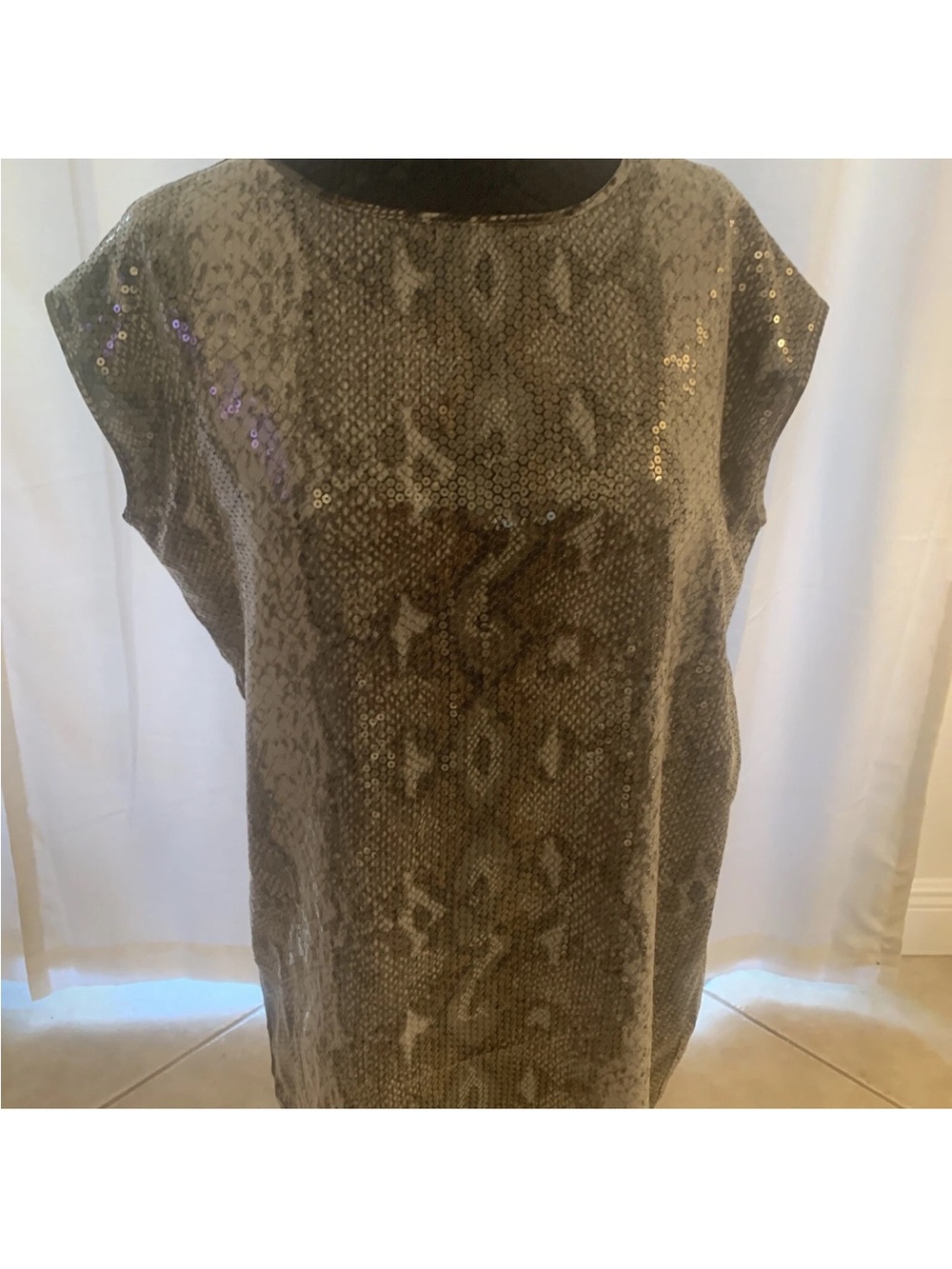 libby. edelman Taupe Sequin Snake-Print Tunic